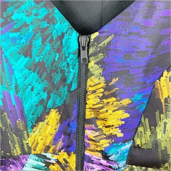 Milly NY Delaney Galaxy Print 3/4 Sleeve Silk Dress V-Back‎ Exposed Zip Sz 2 - Picture 7 of 12